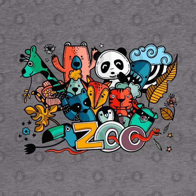 Zoo Doodle Animals Illustration by Mako Design 